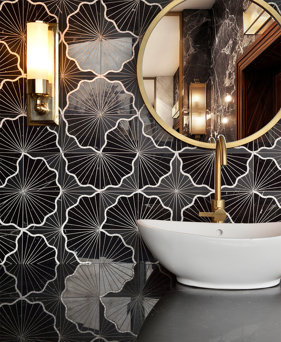 Mosaique Surface brand black and white bathroom tile.