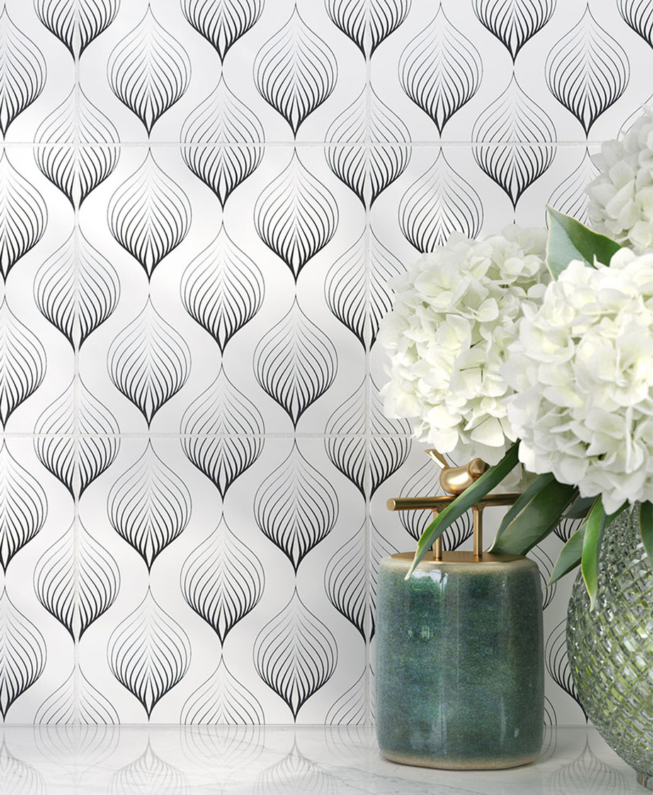 Walker Zanger leaf patterned tile.